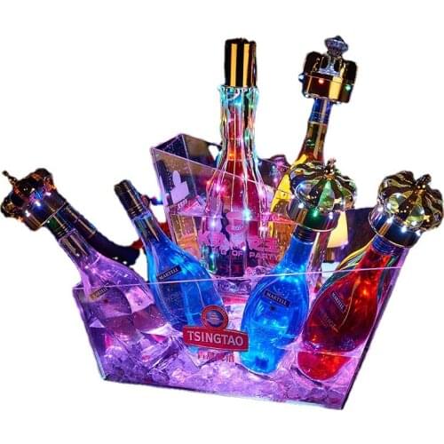 Luminous Transparent Acrylic Ice Bucket Rechargeable LED Champagne Wine Beer Bucket