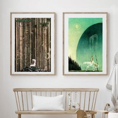 Vintage Fairy Tale Kay Nielsen Posters Canvas Painting East of the Sun and West of the Moon Prints Nursery Kids Wall Art Decor