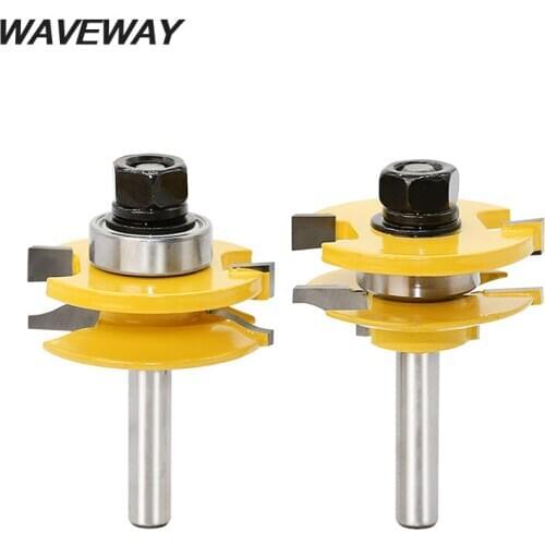 WAVEWAY 8mm Shank Rail and Stile Router Bit Set - 8" Shank door knife Woodworking cutter Tenon Cutter for Woodworking Tool