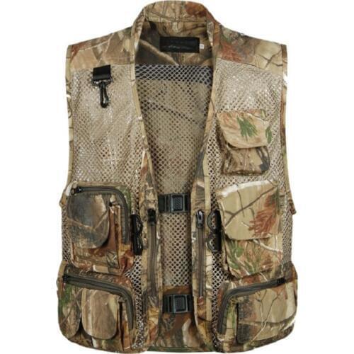 YuWaiJiaRen Summer Tactical Camouflage Mesh Vest Mens Pockets Camo Fish Vest Photographer Waistcoat Sleeveless Jacket