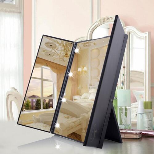 Best Hot Sale Foldable Makeup Mirror with 8 LEDs for Tabletop Bathroom Bedroom Travel Beauty Tools TK-ing