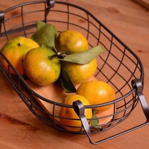 Iron Fruit Holder Desktop Sundries Organizer Metal Grid Egg Box Snack Bread Vegetable Bowls Home Decor for Living room Kitchen