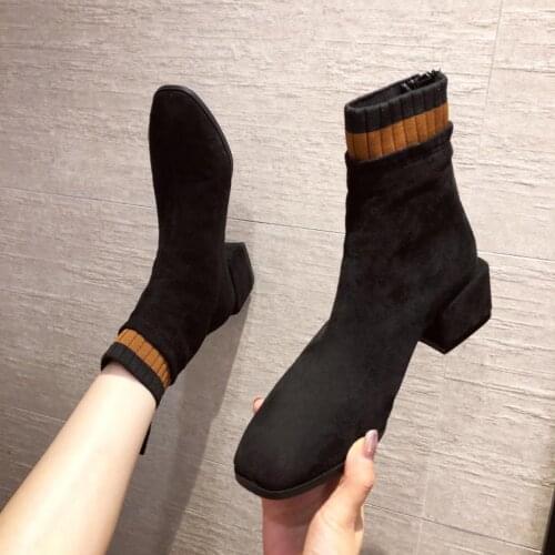 Martin Boots WomenS British Style New New Autumn and Winter Net Red WomenS Shoes Short Boots Socks Shoes Women