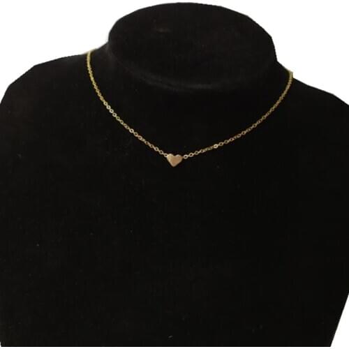 Punk Simple Curb Cuban Small Gold Choker Necklace Women Vintage Heart Pendant Necklace Jewelry Dropshipping