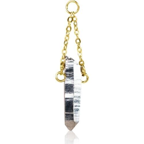 1PC Natural Crystal Plating Colors Pendant With Chain Natural stone jewelry diy necklace