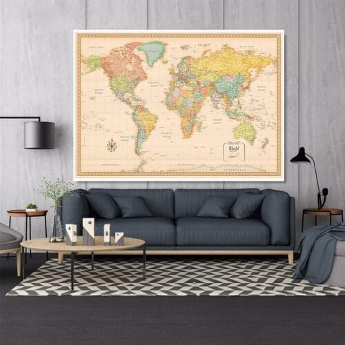 150*100cm The World Map Vintage Non-woven Canvas Painting Wall Art Poster Wall Sticker Card Home Decoration School Supplies