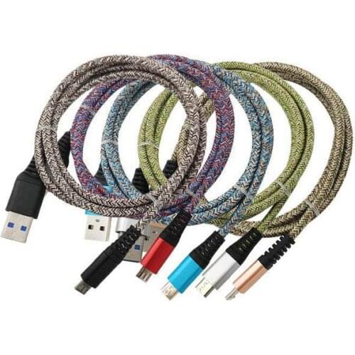 3FT Quick Charging Metal Connector Braided Nylon Fabric Type-C Micro USB Cable for phone X 8 7 6S Samsung Android