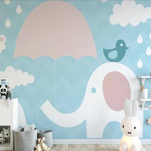 Milofi custom 3D wallpaper mural cartoon cute elephant childrens room background wall living room bedroom decoration painting w