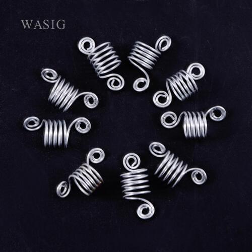 50pcs 5 Laps Dreadlock Beads Stretch Multicolour Spiral Shape Hair Cuffs Clips Rings Tube For Braid Hairstyling Accessories
