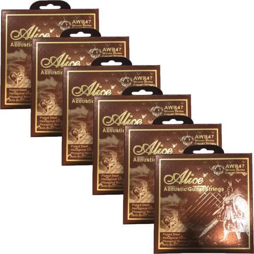 6Sets Alice Acoustic Guitar Strings Plated Steel Hexagonal Core Phosphor Bronze Winding AWR47 Winner Series