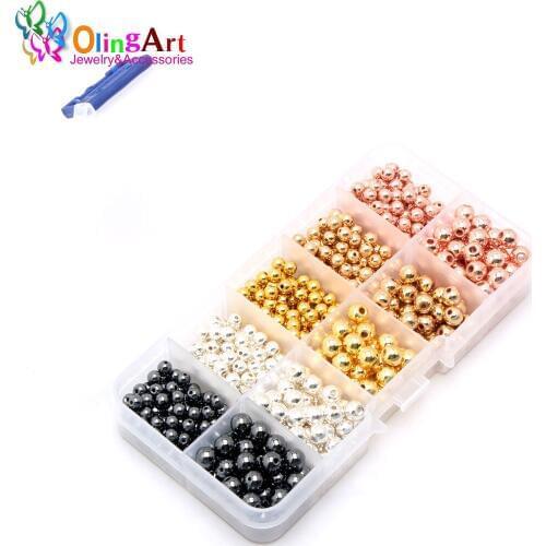 AAA Natural Hematite Stone Bead Rose Gold Five-color box Jewelry Making 4/6mm Round Loose Beads DIY Bracelet Necklace Olingart