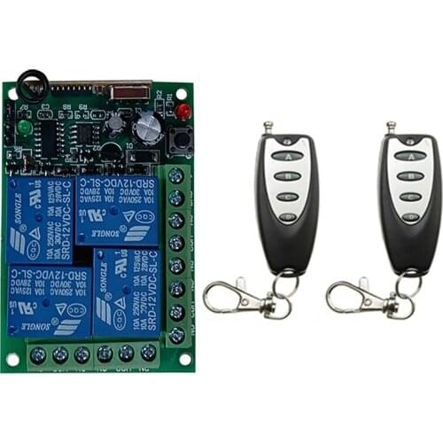 DC 12V 24V 4CH Radio Controller RF Wireless Push Remote Control Switch Transmitter+Receiver Gate Garage Opener/window/lamp