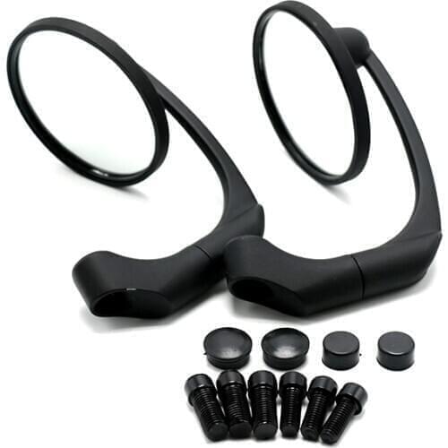 Motorcycle Rearview Side Mirror Round Black Retro Cafe Racer Rear view Mirrors For royal enfield interceptor 650 sportster 883