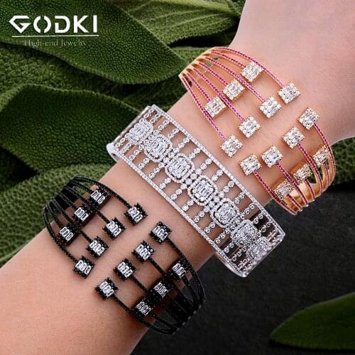 GODKI Luxury Bold Cuff Bangle For Women Wedding Full AAA Cubic Zirconia CZ Crystal CZ Dubai Bridal Bracelet Party Jewelry 2020