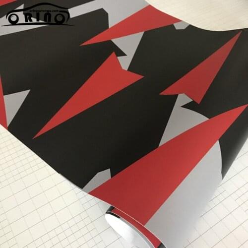 Black Red Printing Camouflage Vinyl Film Car Wrap Sticker Car Styling With Air bubble Free Scooter Motorcycle Sticker Film Decal