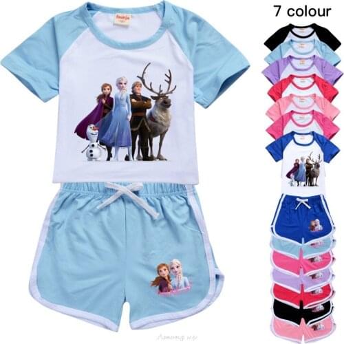 2-15Y Kids Frozen Girls T Shirt+Pants Set Disney Princess Anna Elsa Sisters Clothes Suit Child Baby Clothing for Birthday Gifts