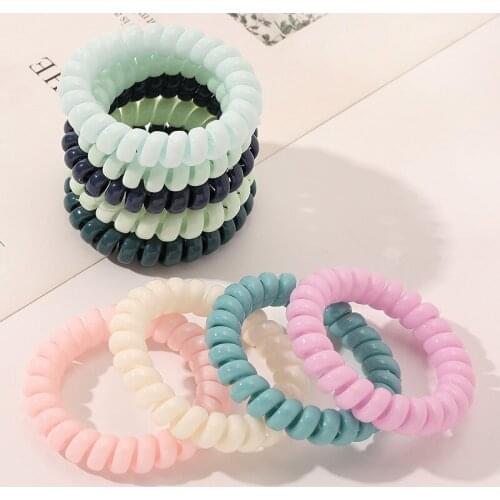 Elastic Solid ColorTelephone Wire Hair Bands Girl Woman Hair Accessories Rubber Band Headwear Hair Rope Spiral Shape Hair Ties