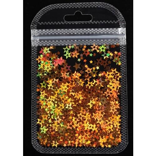 Holographic Silver Gold Nail Glitter Micro Star Heart Love Butterfly Shape Mix Acrylic Laser Glitter For Nail Art Decorations