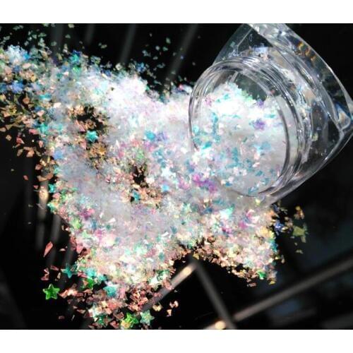 Hot NEW 1 Box Fluorescent Nail Sequins Mixed Star Irregular Glitter Flakies Paillette Manicure Nail Decoration ( 0.2-3mm)
