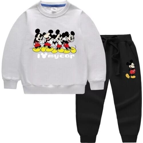 Dinsey Cartoon Mickey Mouse Baby Boy Girl Clothes Set Children Hooded Sweatshirts+Pant Casual Sport Suit Kids Tracksuit Outfits