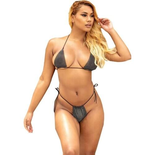 Sequins Bikini Sets Sparkly Rhinestone Crystal Sexy Swimwear Beach Bra Suit Nightclub Party for Women and Girls