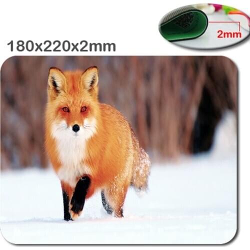 Fox Walking In Snow Anti - Slip a Rectangle custom mousepad printing size 220 * 180 * 2 mm soft rubber game mouse cool mouse pad