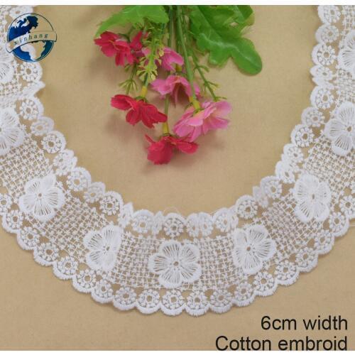 6cm wide wave white cotton embroidery lace french lace ribbon fabric guipure diy trims warp knitting sewing Accessories#4120