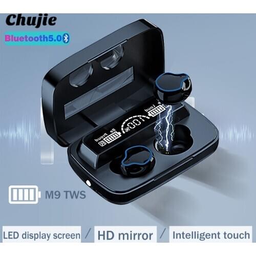 M9 TWS Bluetooth Wireless Headphone Mirror Touch Control Earbud Micphone Stereo Earphones For Iphone Huawei Xiaomi Sport Headset