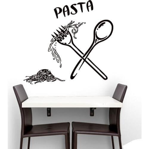 Pasta Wall Stickers Food Meal Spoon Fork Wall Decal Cafe Kitchen Tile Wall Decorative Vinyl Living Room Decoration Wallpaper