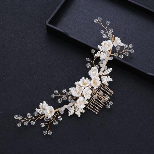 Bride Jewelry Ceramic Flower Comb Wedding Custom Wedding Accessories Exquisite Hair Accessories for Women