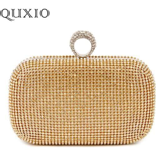 2019 New Luxury Womens Evening Clutch Bags Diamond Finger Ring Evening Bag For Wedding Party Shiny Crystal Mini Clutches Purse