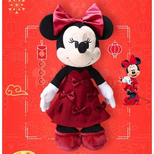 2021 New Official Disney Minnie Red Bow Plush Toy Stuffed Dolls 35cm High Quality Childrens Gifts