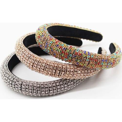 Luxurious Full Imitation Diamond Headband Baroque Style Glittering Hair Hoop Wide Band Women Girls Ball Party Festival Headwear