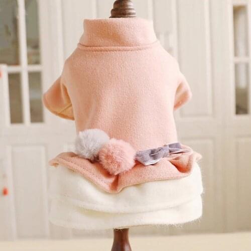 Pet Puppy Clothes Ball Bow knot Pink dog dress Pets clothing Clothes for yorkies Warm Clothes for Small dogs cats chihuahua pug