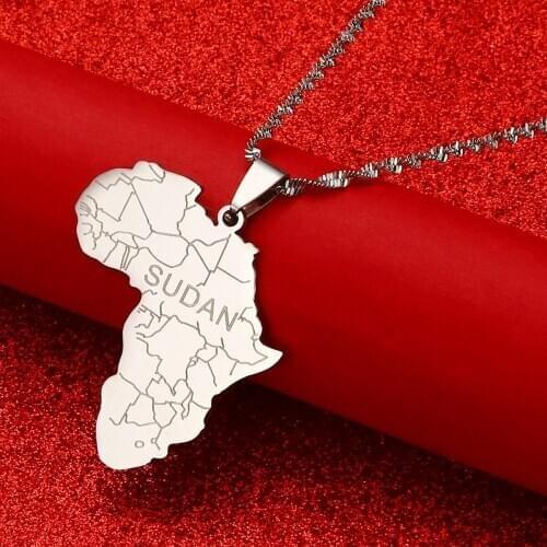 Africa Sudan Map Pendant Necklaces Jewelry For Women Men African Map Jewellery Gift