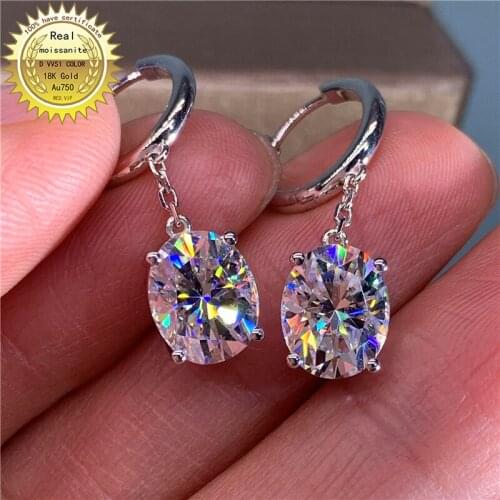 Soild 18K Gold Au750 A pair of Earrings 2Ct DVVS best Color Moissanite 002