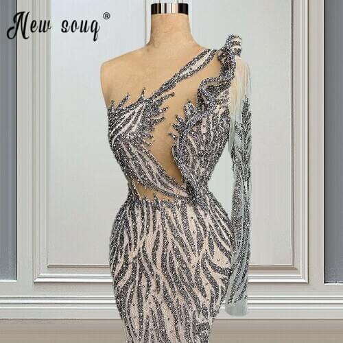 Sexy Illusion Women Evening Dress For Formal Prom Party Saudi Arabic Hot One Shoulder Appliqued Long Dress вечернее платье