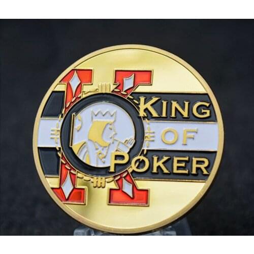 Casino Poker Chips Gold Plated Commemorative Coins "KING OF POKER" Poker Card Guard Souvenir Gifts With Coin Capsule