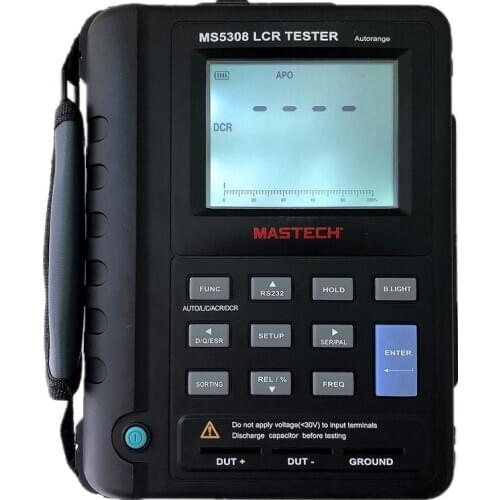 Mastech MS5308 Handheld Auto Range Digital LCR Bridge Test Inductance Capacitance Resistance Meter 100KHz RS232 Dual LCD Display