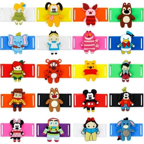 50pcs/lot Disney Cartoon Shoelaces Buckle Shoelace Winder Silicone Buckle Shoelaces Accessories DIY Sneaker Kits Shoe Decoration