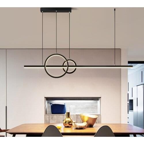 Modern Home Decor Rings Chandelier Nordic Black Design Luster 220v Lamps Pendants Ceiling for Dining Room Kitchen Table Fixture