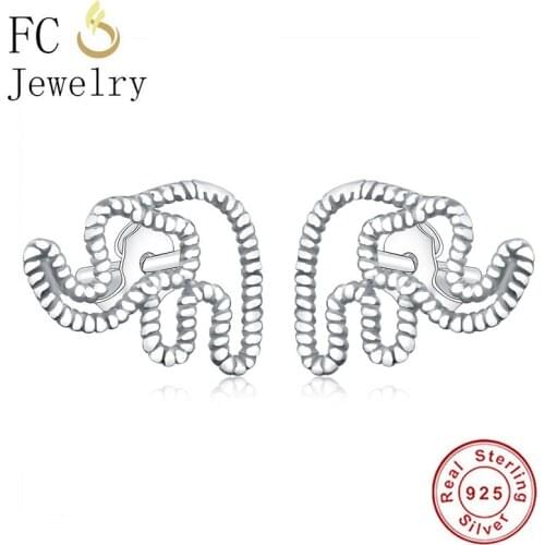 FC Jewelry 925 Sterling Silver Mini Animal Elephant Stud Earrings For Women Brincos Prevent Allergy Small Pendientes 2020 New