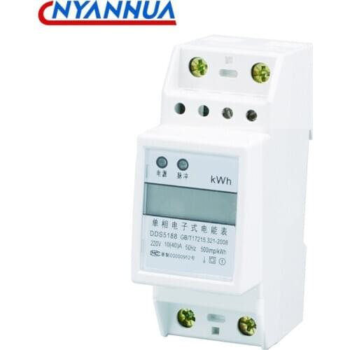 220V KWH Meter Electric Energy 35mm Din Rail Digital LCD Single Phase Energy Meter 6-Digit Counter DDS5188