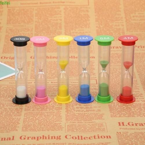6pcs Mini Hourglass Sandglass 30s/1min/2min/3min/4min/5min Hourglass Kids Toys Gift Sand Clock Timer Decorations