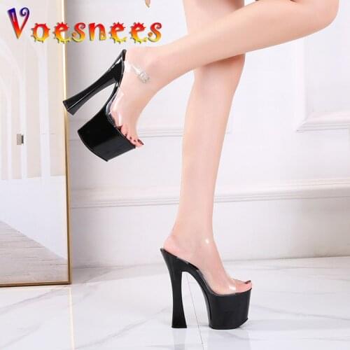 Voesnees Brand Platform High Heel Sandals Woman 20CM Party Dress Clubwear Solid Shoes Fashion Summer Transparent Wedding Shoes