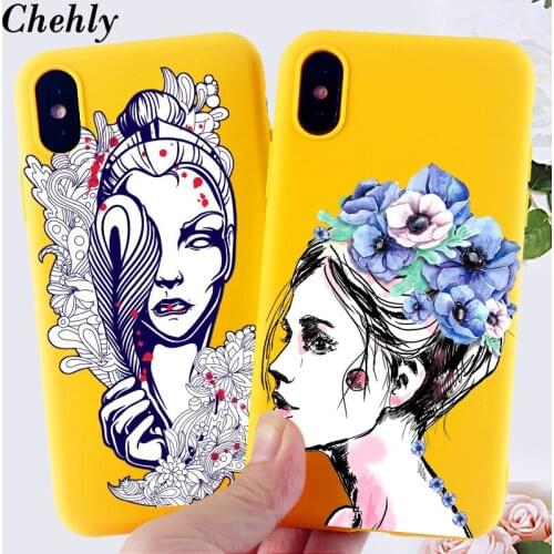 Phone Case for IPhone 6s 7 8 11 Plus Pro X XS MAX XR SE Beauty Girl Cases Fitted Soft Silicone Anti-fall TPU Accessorie Covers