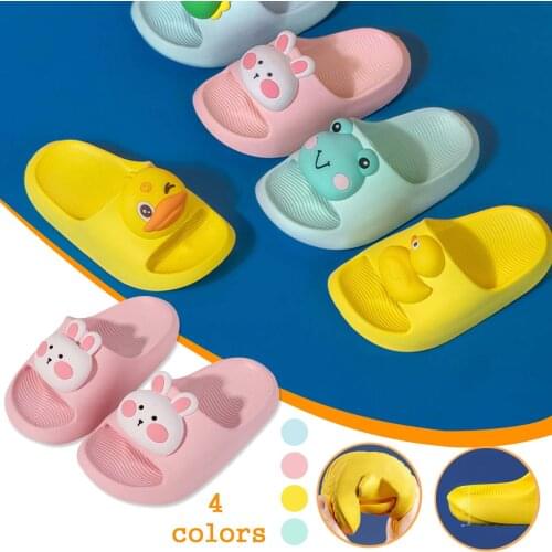 Children Kawaii Slides Sandals Cartoons Animal Duck Dinosaur Rabbit Slippers Boy Girl Home Shoes Beach Pool Non-Slip Flip Flops