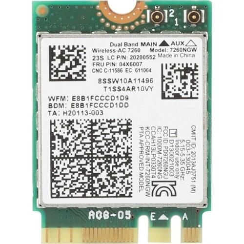 For Lenovo Thinkpad Intel Dual Band Wireless AC Bluetooth-compatible 4 Card 7260NGW 20200552