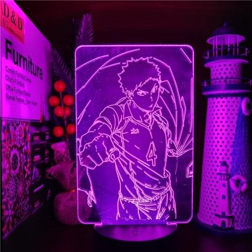 Haikyuu Hajime Iwaizumi 3D Visual Led ANIME LAMP 7 Color Changing lampara Night Lights For Home Decor