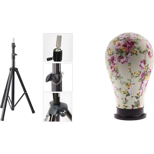 Canvas Block Mannequin Head + Tripod Stand Cosmetology Hairdressing Practice